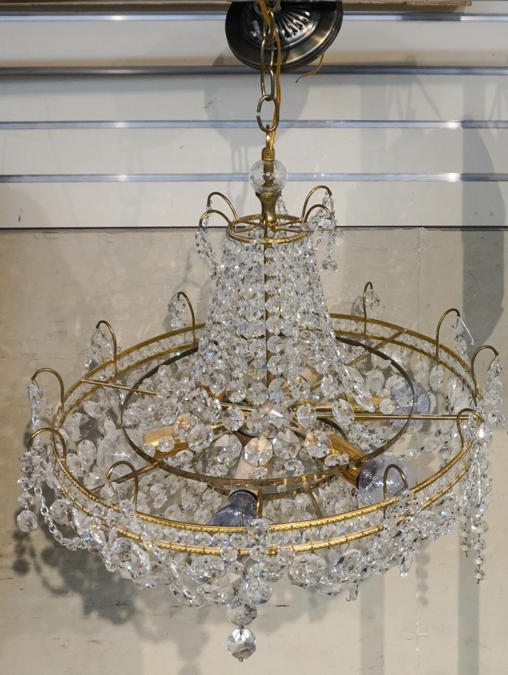 CRYSTAL MOUNTED BRASS SIX-LIGHT