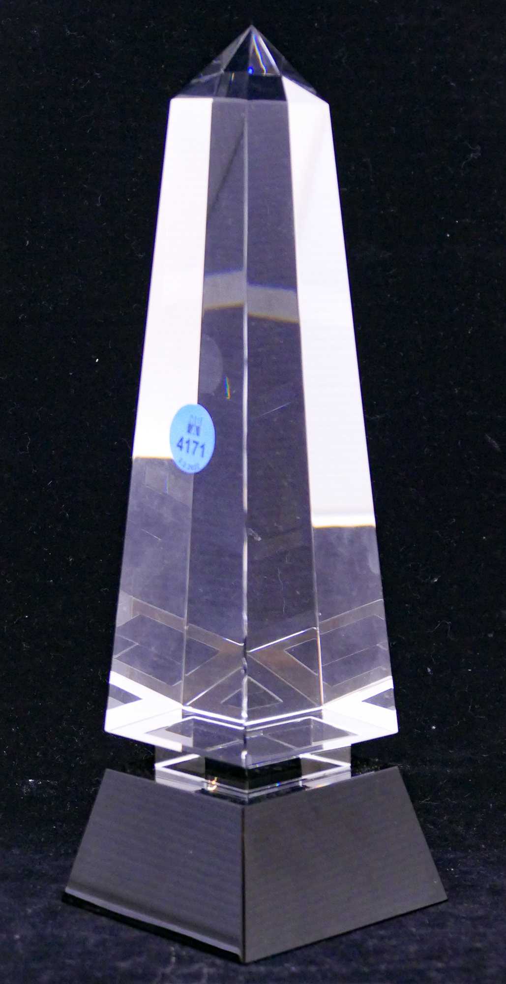 Crystal Obelisk Sculpture with Box-