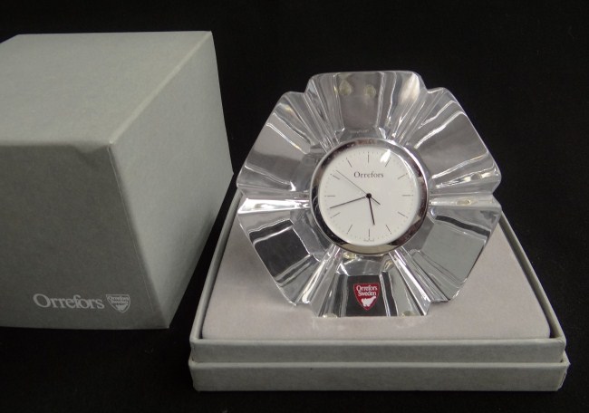 Crystal Orrefors clock in orig.