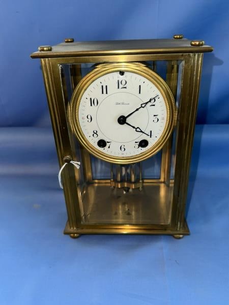 CRYSTAL REGULATOR CLOCK, BRASS &