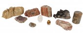Crystal, rock and petrified wo