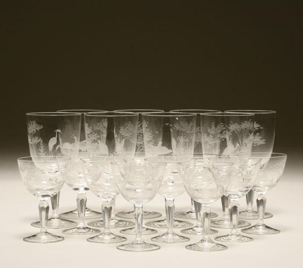 Crystal stemware; eight water