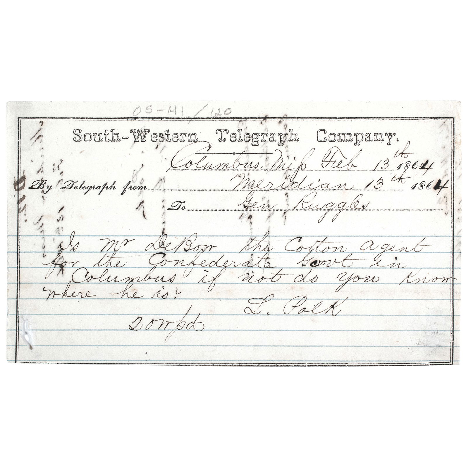 CSA MAJOR GENERAL LEONIDAS POLK'S