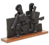 CUBIST STYLE BRONZE SCULPTURE