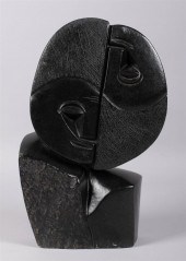 CUBIST STYLE CARVED BLACK PAIN