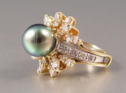 CULTURED BLACK PEARL AND DIAMOND