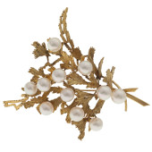 CULTURED PEARL, 14K YELLOW GOL