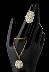 CULTURED PEARL CLUSTER 14K GOL