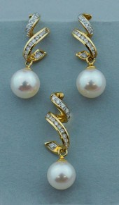 CULTURED PEARL, DIAMOND AND 18