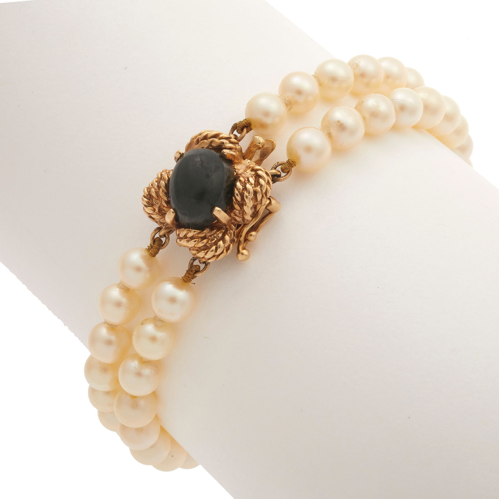 CULTURED PEARL, NEPHRITE, 14K