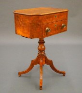 CURLY MAPLE SEWING STANDA 19th