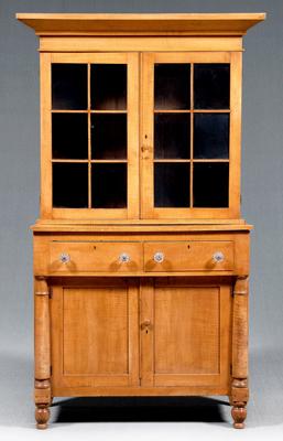 Curly maple step-back cupboard, two