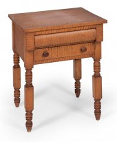 CURLY MAPLE TWO-DRAWER STAND 1