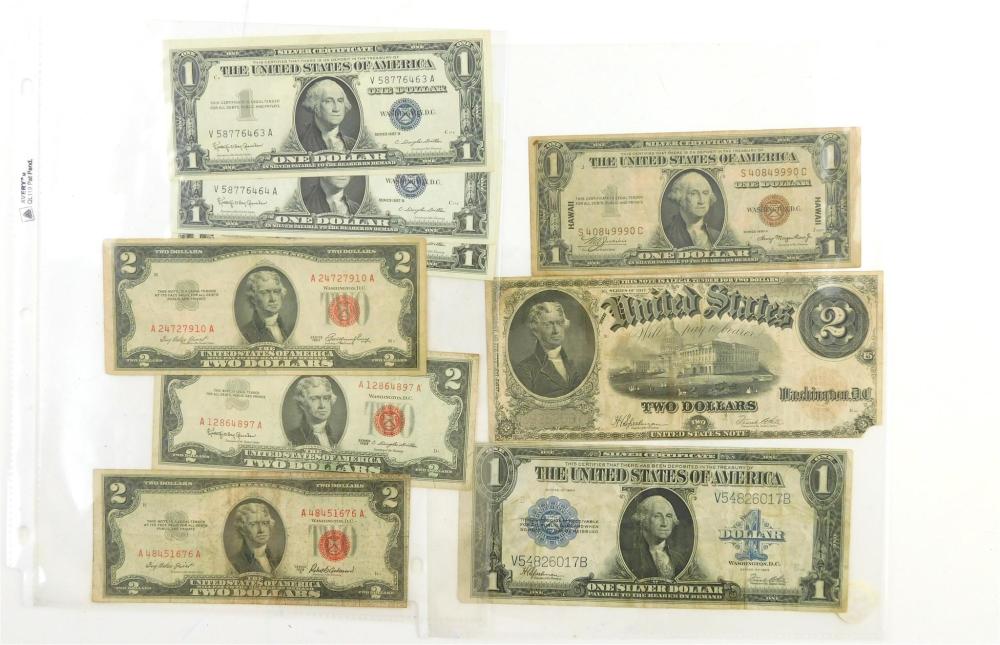 CURRENCY: LOT OF NINE US BANKNOTES.