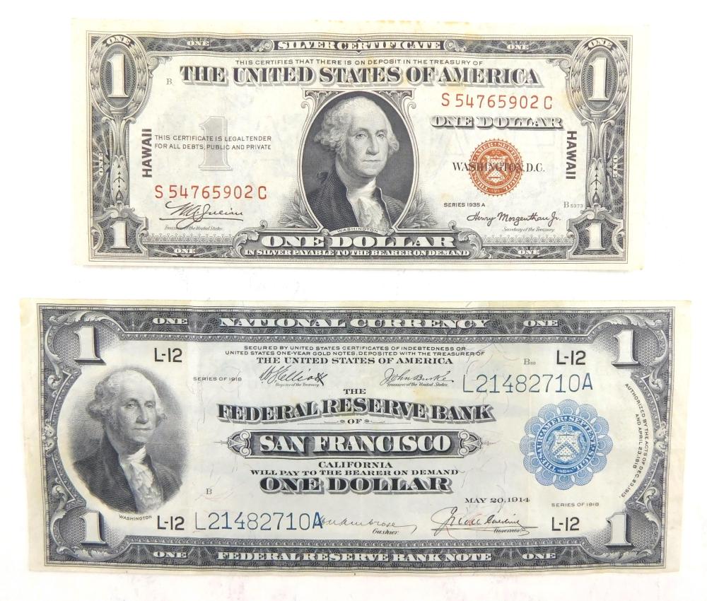 CURRENCY: LOT OF TWO BANK NOTES: