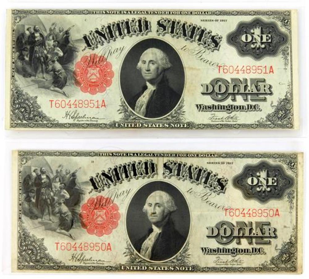 CURRENCY: TWO $1 US NOTES, SERIES