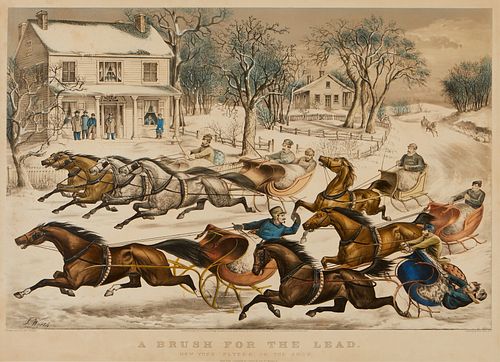 CURRIER & IVES "BRUSH FOR THE LEAD"