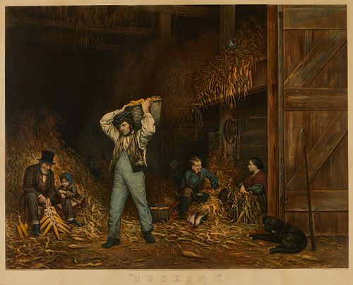 CURRIER & IVES "HUSKING"