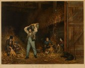 CURRIER & IVES "HUSKING" PRINT