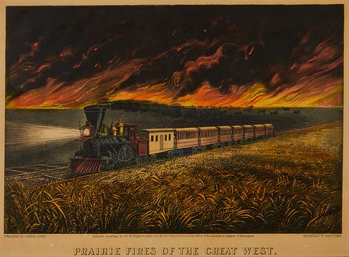CURRIER & IVES "PRAIRIE FIRES"