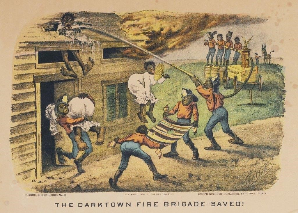 CURRIER & IVES PRINT, DARK TOWN
