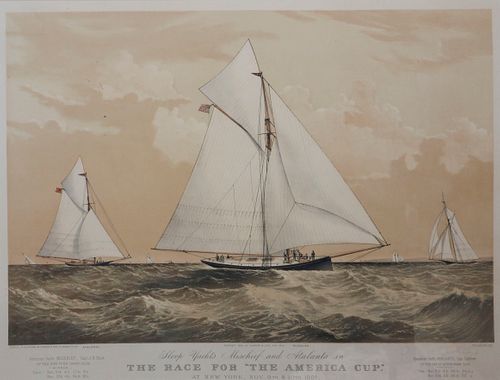 CURRIER & IVES PRINT "RACE FOR