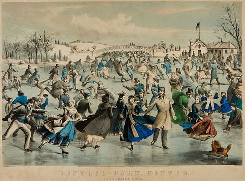 CURRIER & IVES "SKATING POND"