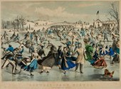 CURRIER & IVES "SKATING POND"
