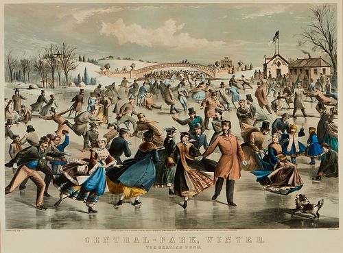CURRIER & IVES "SKATING POND"