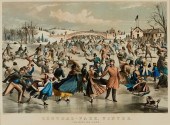 CURRIER & IVES "SKATING POND"