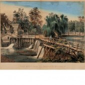 Currier & Ives THE MILL-DAM AT