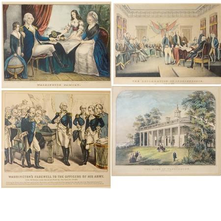 Currier & Ives Three hand-colored