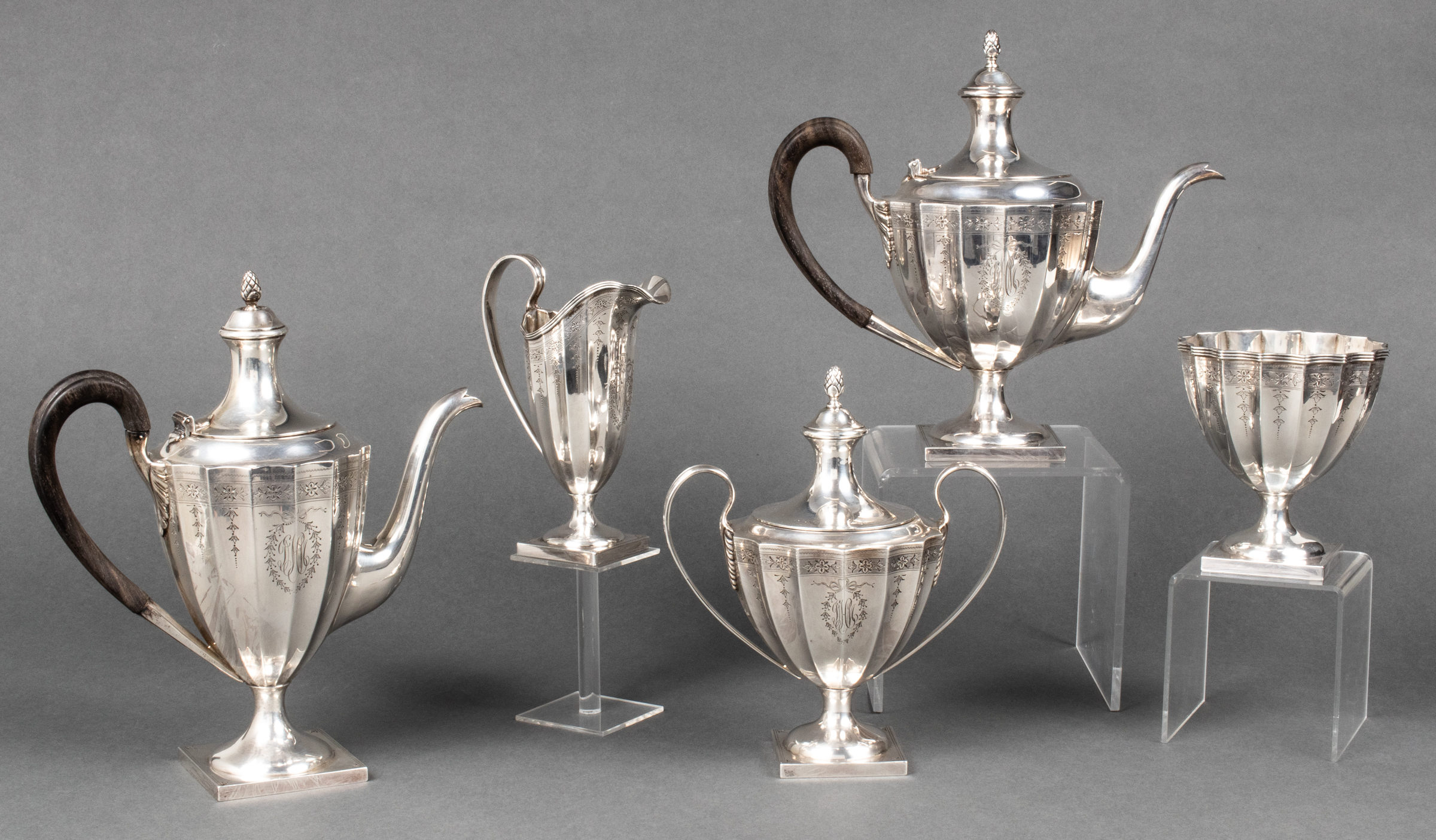 CURRIER & ROBY STERLING 5-PIECE TEA