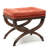 CURULE FORM UPHOLSTERED BENCH<