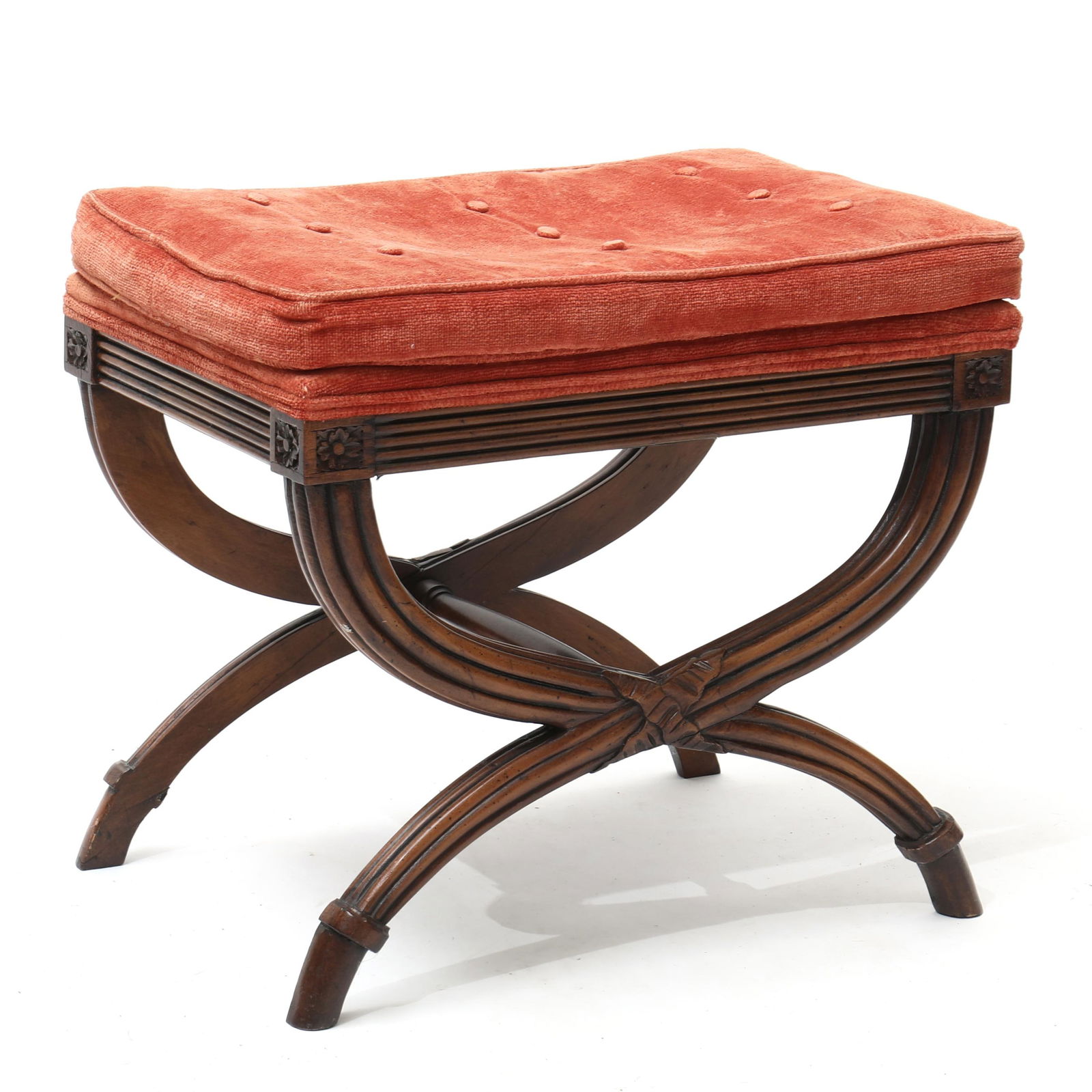 CURULE FORM UPHOLSTERED BENCHCurule