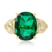 CUSHION EMERALD RING6.31ct Eme