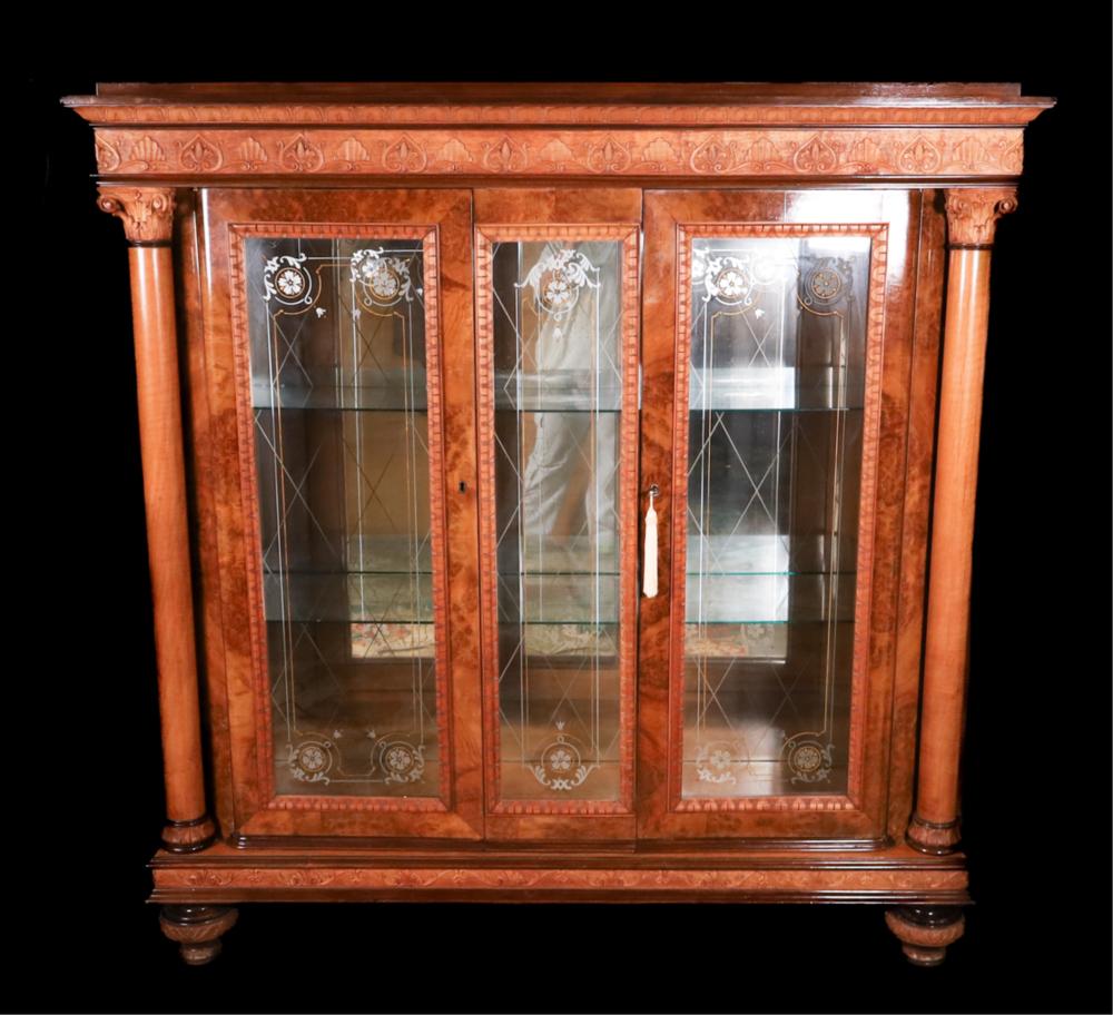 CUSTOM BURL & GLASS DISPLAY