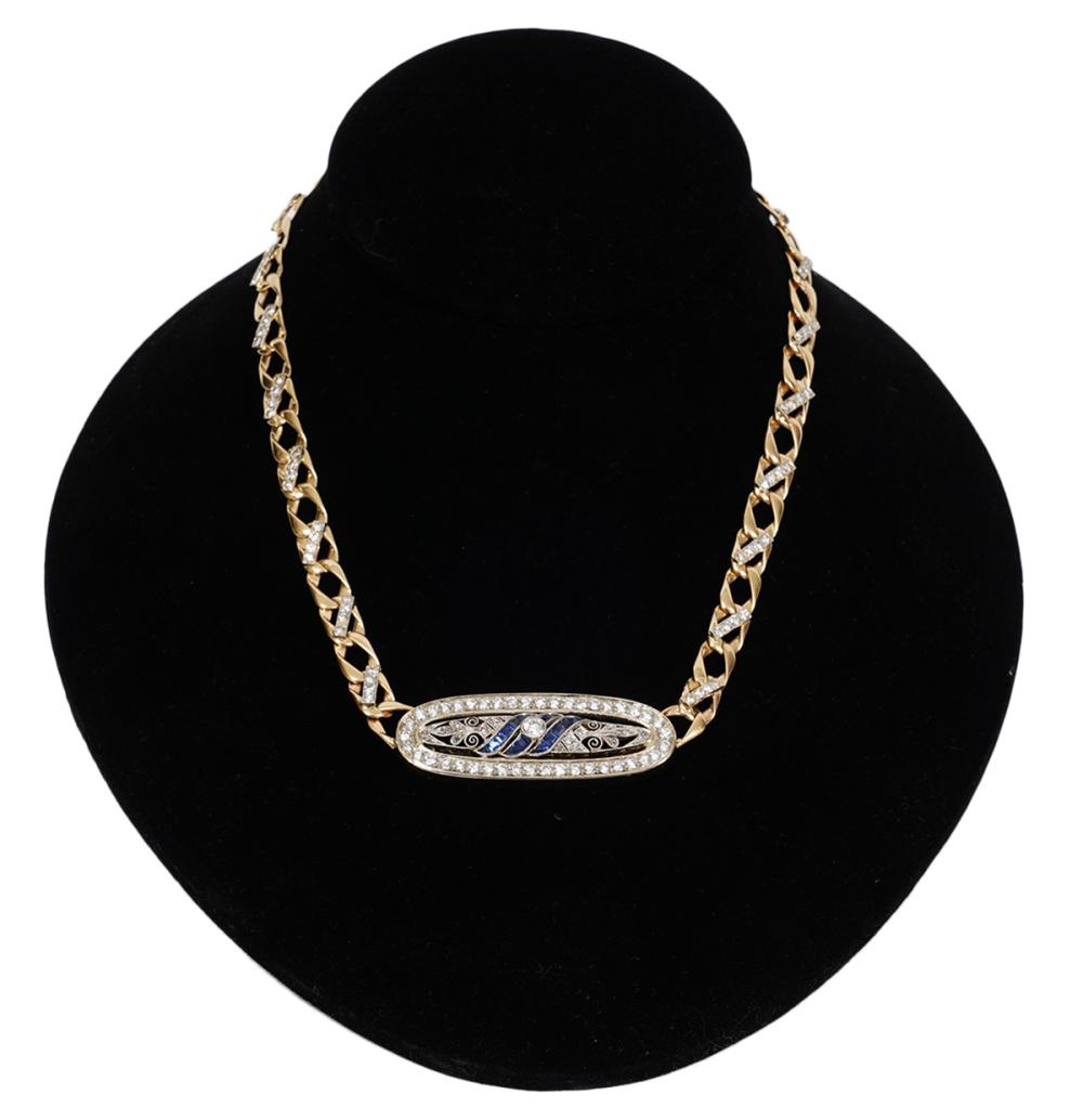 CUSTOM DIAMOND, SAPPHIRE & 14KT