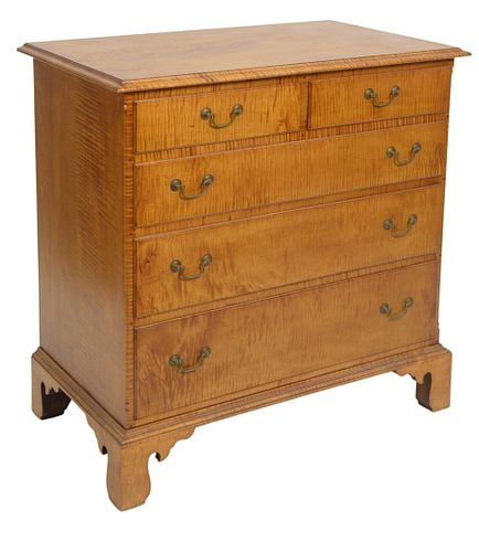 CUSTOM MADE TIGER MAPLE CHIPPENDALE