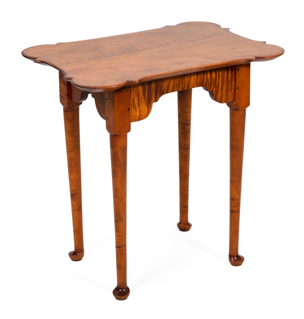 CUSTOM-MADE TIGER MAPLE TEA TABLE