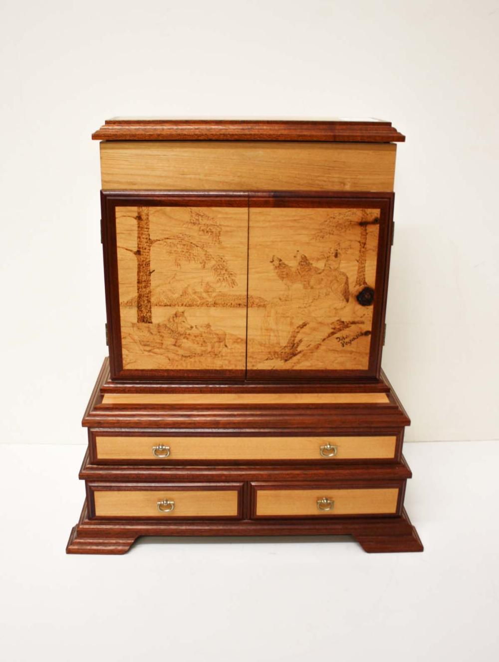 CUSTOM MAHOGANY AND BIRCH TABLE-TOP