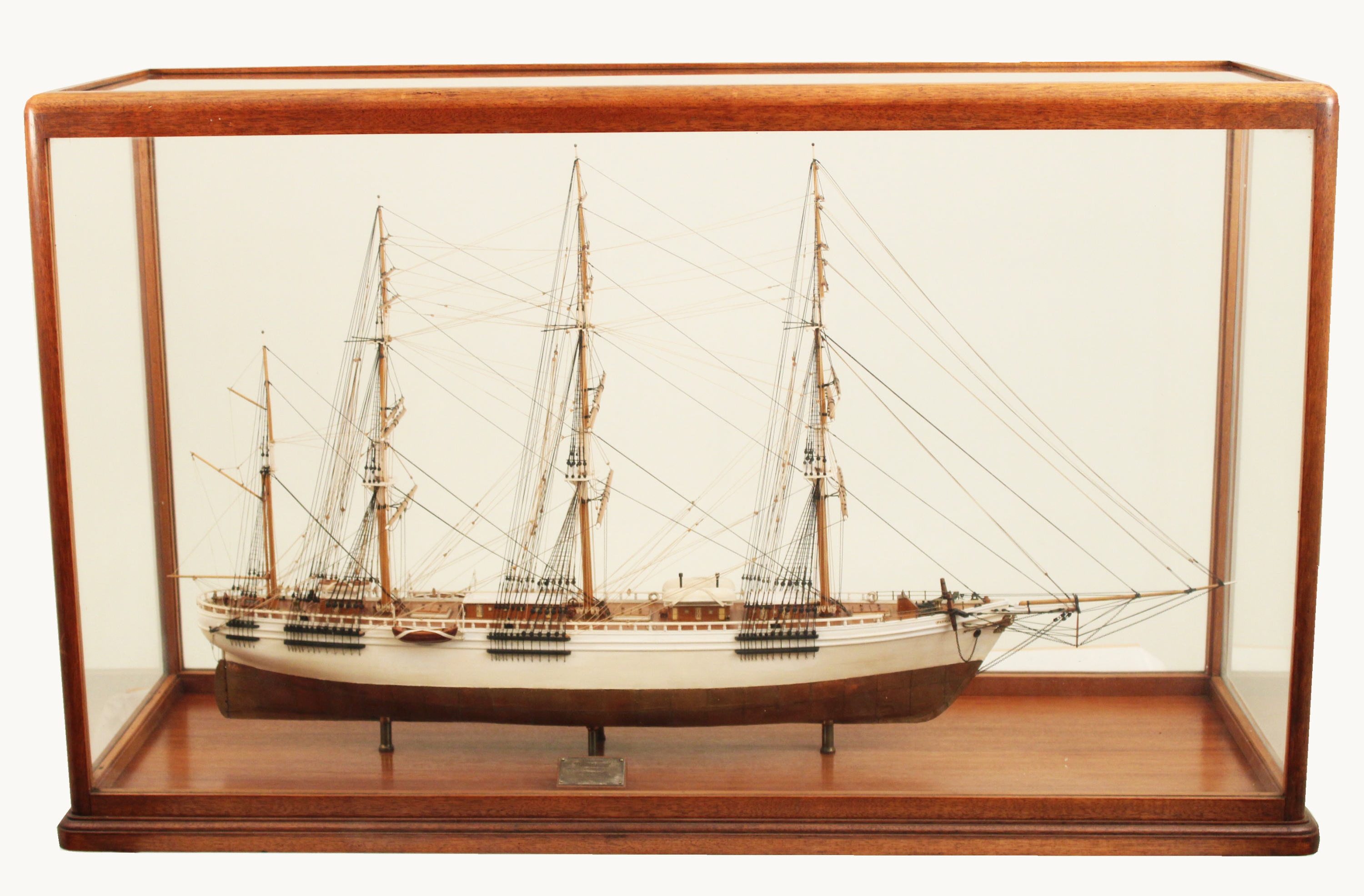 CUSTOM MAHOGANY CASED WOODEN SHIP