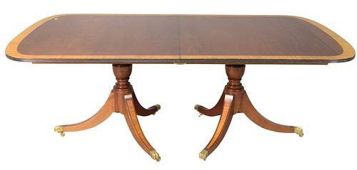 CUSTOM MAHOGANY DINING TABLE, ON