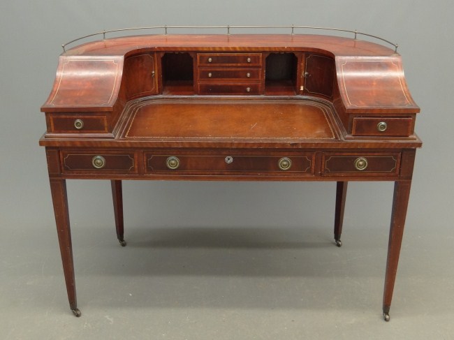 Custom mahogany leather top Carlton