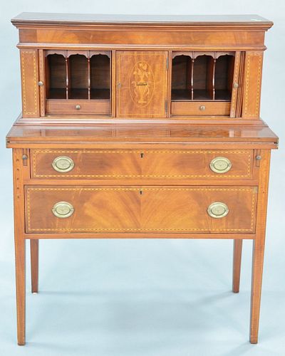 CUSTOM MAHOGANY TAMBOUR DESK, HT.