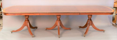 CUSTOM MAHOGANY TRIPLE PEDESTAL