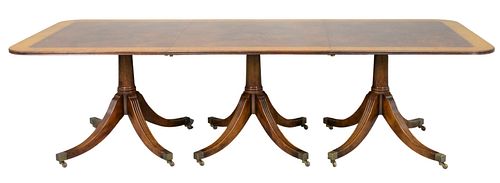 CUSTOM MAHOGANY TRIPLE PEDESTAL