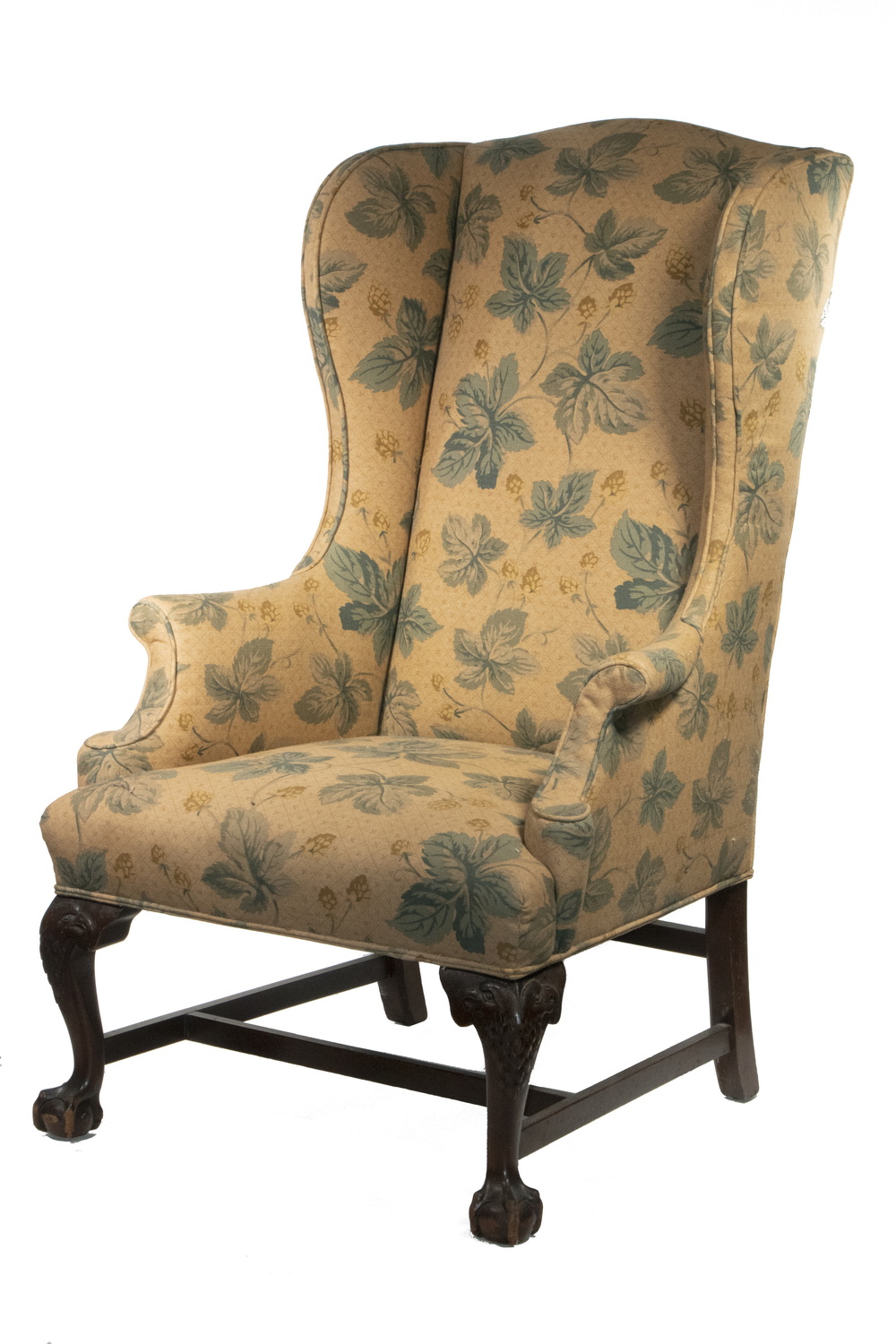 CUSTOM MAHOGANY WING CHAIR