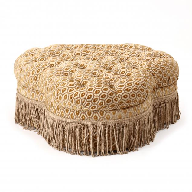 CUSTOM OVER-UPHOLSTERED TUFTED POUF
