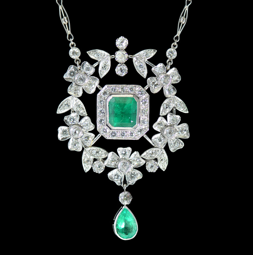 CUSTOM PLATINUM EMERALD & DIAMOND